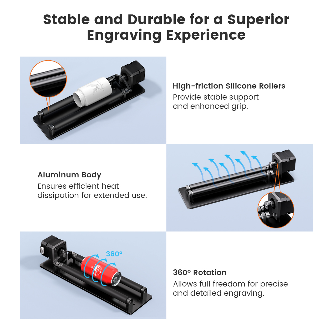 ARR1.0 Rotary Roller La/ser Engraver Y-axis Rotary Roller For Laser Cutting Machines Engraving Cylindrical Objects Cans