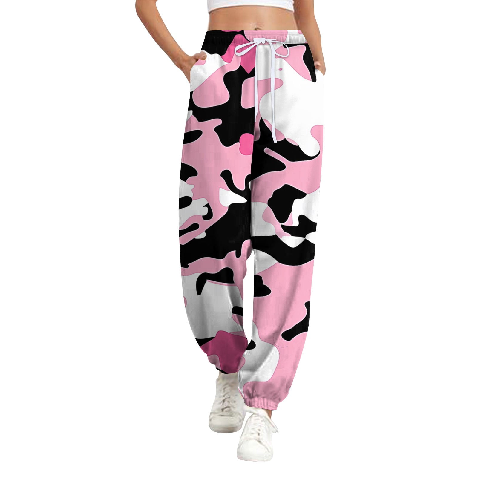 Womens Camo Sweatpants Drawstring High Waisted Lounge Pants Maple