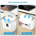 thumbnail image 3 of Bote de Basura Colgante 2Pizeas Con Tapa, 7Litros Cubo de Basura de Pared para Cocina, Cesto Basura pare Baño, Dormitorio, Oficina (Blanco), 3 of 4
