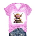 thumbnail image 3 of Camiseta de Cuello Redondo de Manga Corta de la Mujer, Top de Moda para Invierno Y Primavera Impresa de Navidad Casual 3/4, 3 of 4