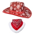 thumbnail image 1 of Sombrero de vaquero de Navidad, sombrero de de Navidad, novedad suave para mujeres y hombres con pañuelo, sombrero de Papá Noel para regalo de Estilo A Fernando Sombrero de vaquero, 1 of 8