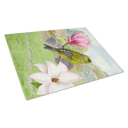 

Caroline s Treasures European Greenfinch Glass Cutting Board Large
