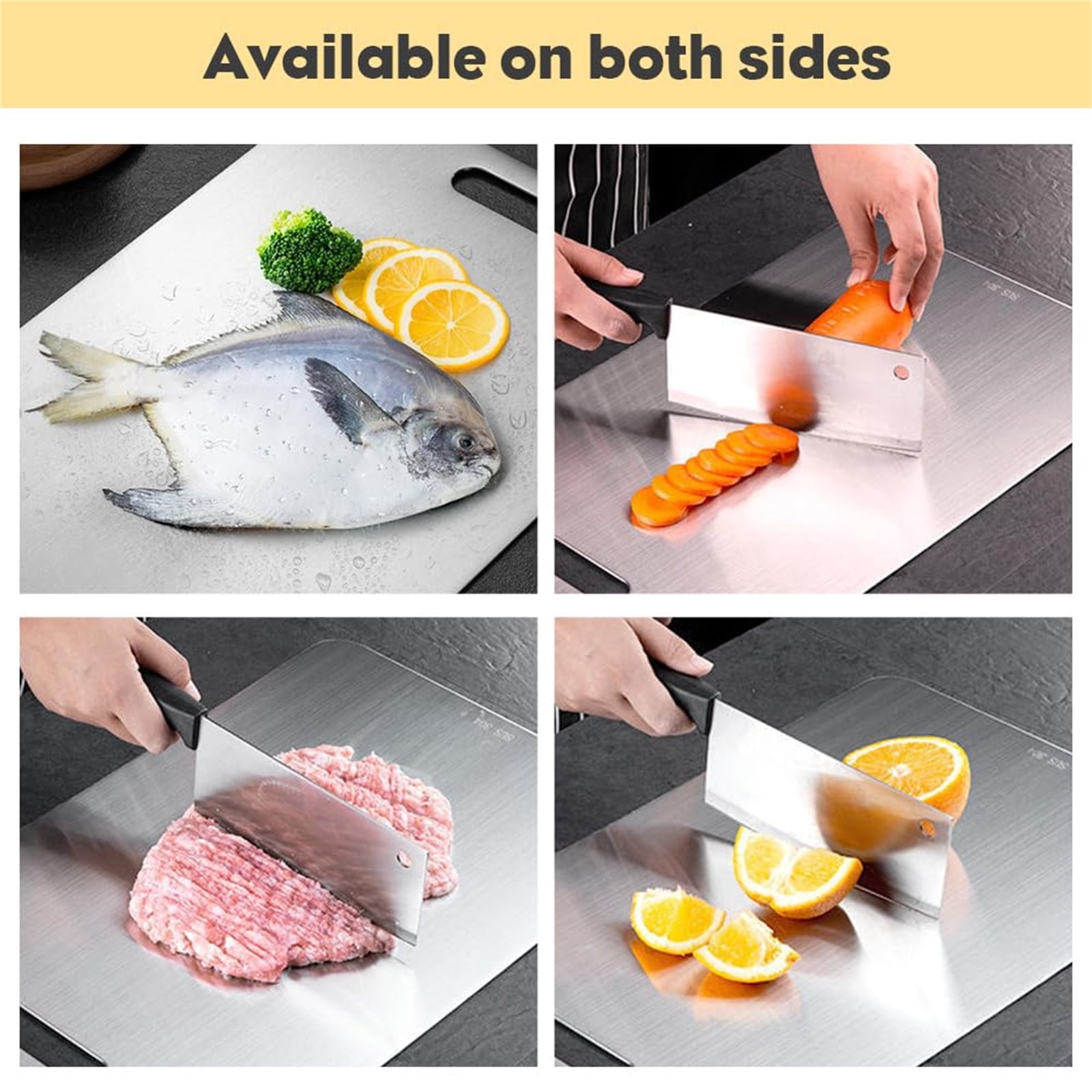 Gyugmhao Titanium Cutting Boards Set of 3,Stainless Steel Cutting Boards for Kitchen,Double-Sided Food Grade Cutting Board,Cutting Meat,Cheese,Vegetable,Fruit