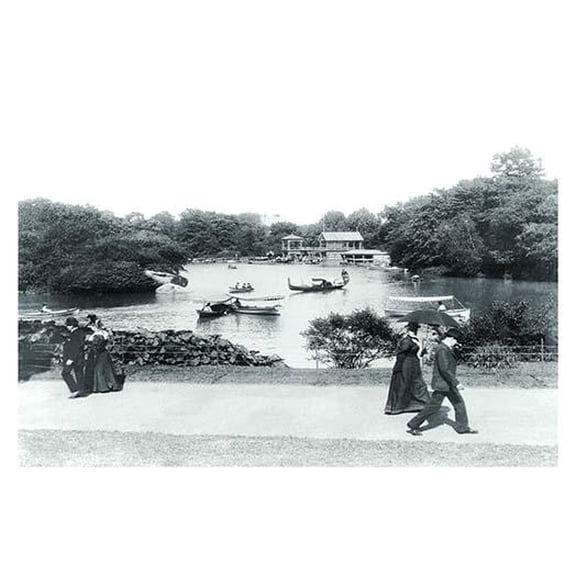 Central Park: Boathouse and Lake-Fine Art Canvas Print (20" x 30")