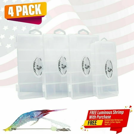 UFISH Fishing Box 4 Pack Tackle Storage Fishing Lure Organizer Lures Bait Clear Case