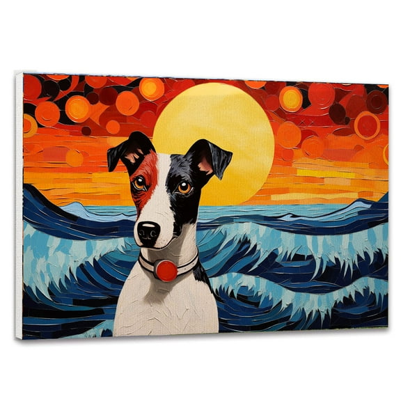Thuan Smooth Fox Terrier Dog Art Print Canvas, Dog Canvas Wall Art Painting Decor, Dog Pop Art Home Decor Artwork For Bedroom Living Room Bathroom decor