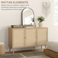 thumbnail image 4 of HOMCOM Buffet Bahut Boho avec Portes Décoratives en Rotin, Naturel, 4 of 10