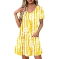 thumbnail image 1 of Liquidation d'Été 2025! Robe Grande Taille pour Femmes, Liquidation de Robe d'Été pour Femmes, Mode Féminine Robe Décontractée à Manches Courtes Imprimée Col en V, 1 of 4