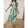 thumbnail image 3 of Women's Elegant Lightweight V-neck Striped Shirt Dress, 3 of 6