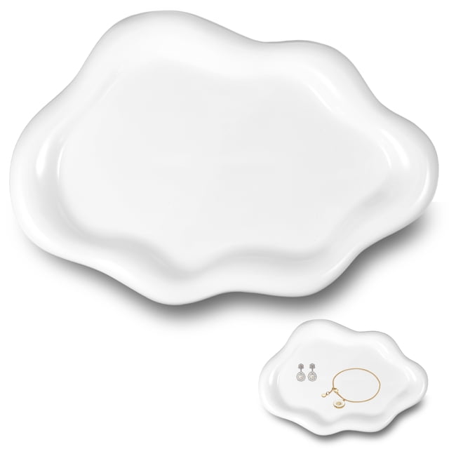 Electronicheart Elegant Jewelry Tray Scratch-proof And Impact-resistant Ceramic Storage Tray white,1 19*13cm
