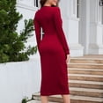 thumbnail image 5 of Dgankt Cocktail Dresses for Women Casual Bodycon Solid V Neck Long Sleeve Twist Front Ruched Slit Midi Wedding Guest Dresses, Sizes M-2XL, 5 of 9