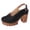 Black, variant on Platform Chunky Heels for Women Closed Toe Ankle Strap Summer Sandals Party Wedding Dress Pumps Shoes, Khaki Size 9.5
