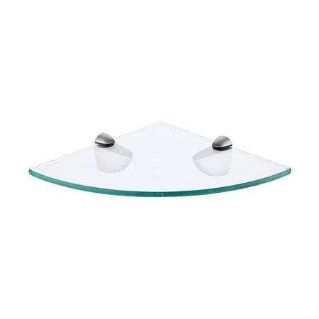Preston Glass Shelf - KES Lavatory Bathroom Corner Tempered Glass Shelf 8MM-Thick Wall Mount Triangular, Brushed Nickel, BGS3100-2