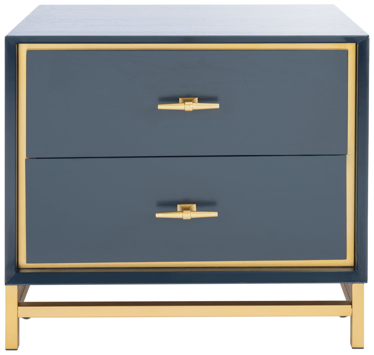 SAFAVIEH Fenno Glam 2 Drawer Nightstand, Dark Teal/Brass