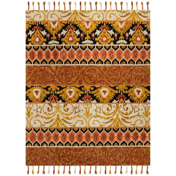 SAFAVIEH Suzani Melody Southwestern Wool Area Rug, Rust/Gold, 8' x 10'