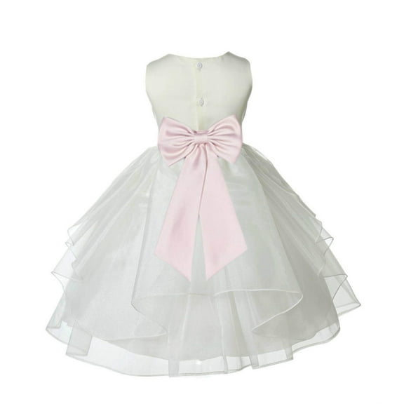 Ekidsbridal Ivory Blush Shimmering Organza Flower Girl Dress Junior Beauty Pageant Mini Bridal Gown Ballroom Dance Recital 4613T M