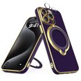 thumbnail image 3 of Innens Case with Built-in Lens Protector for iPhone15/15 Plus/15 Pro/15 Pro Max Magnetic Plating Cover, Purple, 3 of 15