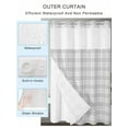 thumbnail image 2 of No Hook Cloth Fabric Shower Curtain with Snap in Liner, Gray White Plaid Waterproof Shower Curtains Set with See Through Top Window, Vintage Simple Buffalo Checked Gingham Bath Curtains 54"x78", 2 of 6