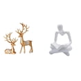 thumbnail image 1 of Estatua de reno pensador europeo, escultura abstracta coleccionable para amantes de los ciervos, figura creativa para decoración de sala de estar., 1 of 8