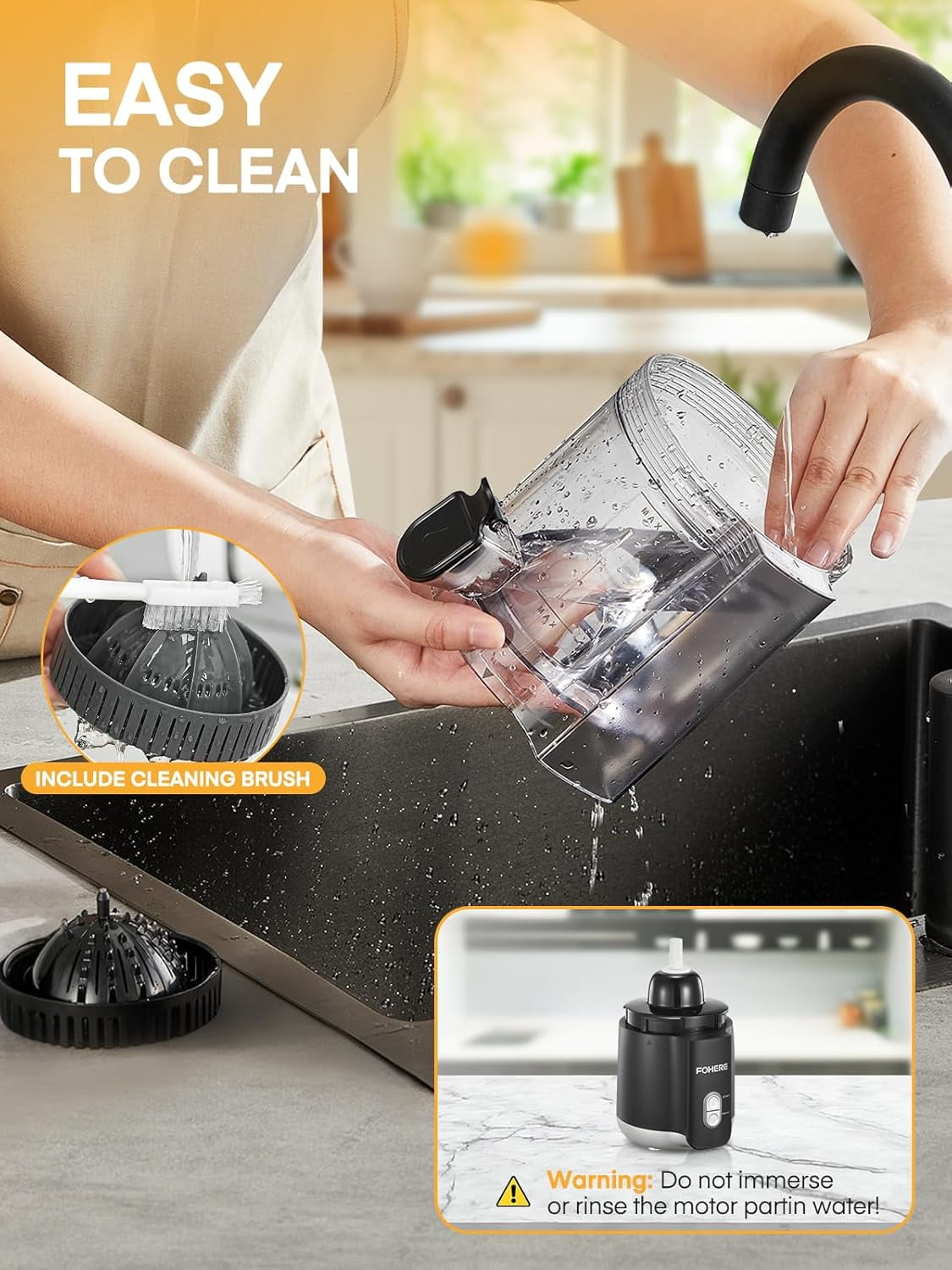 Electric Citrus Juicer with 2 Cones, Hand- Automatic Orange Squeezer for Lemon Grape Pomegranate, Quiet Motor