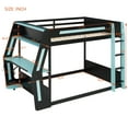 thumbnail image 2 of Harper & Bright Designs Full Size Gaming Bunk Bed with Desk and LED, Wood Gaming Loft Bed Frame with Storage Shelves and USB Charging Ports, Blue, 2 of 20