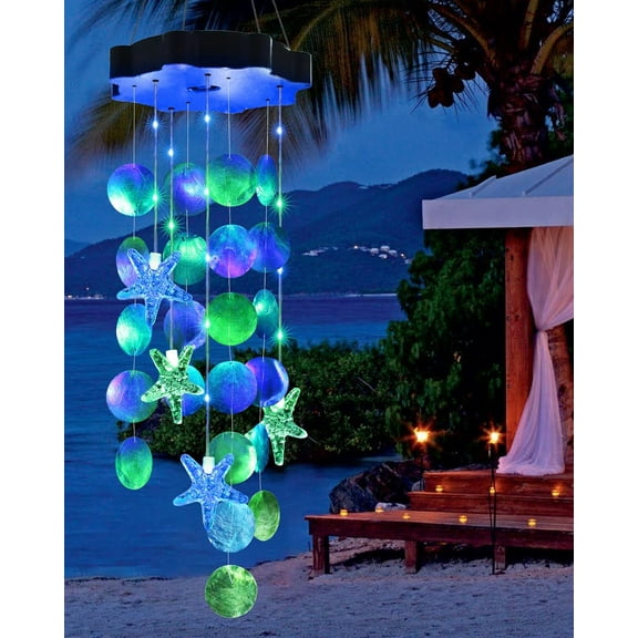 Solar Wind Chimes for Outside, Shells Light Gifts, Waterproof Solar Outdoor Decorative Mobile Light for Garden Porch Yard Decor