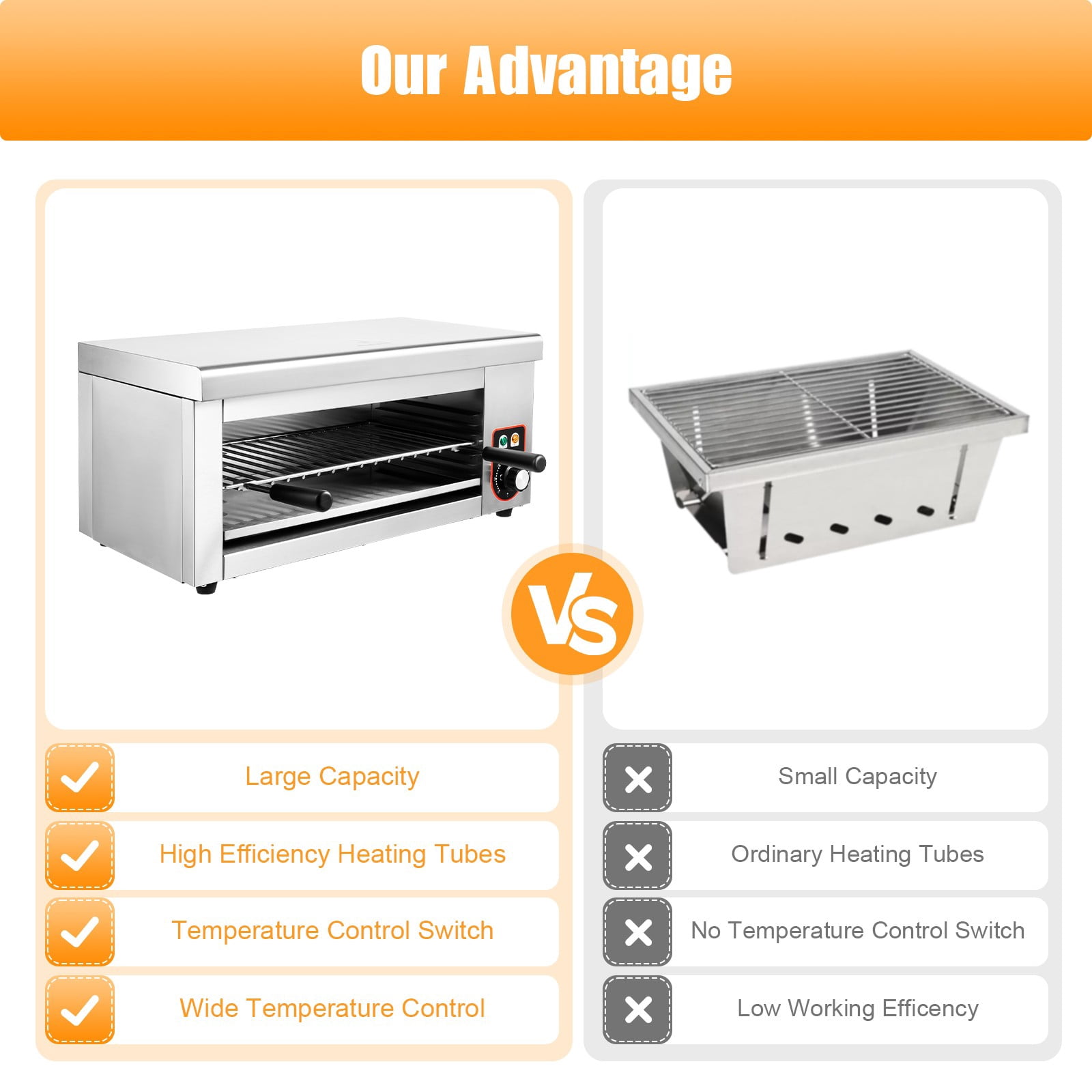 1500W Electric Oven Cheese Melter Salamander Broiler BBQ Gril Countertop Toaster