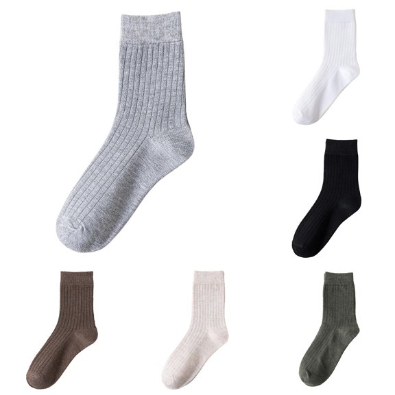PMVFHDE Crew Socks Mid Calf Solid Daily Casual Classic Comfortable Cotton Socks for Men Women