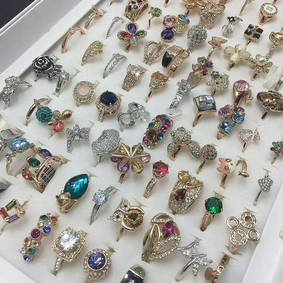 GKNET Costume Jewellery Mixed Lots 20pcs Colorful Zircon Lady's Rings Retro Fashion