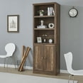 thumbnail image 7 of Euroco 1 Doors Bookshelf with USB Port and 3 Open Shelves Bookcase Side Cabinet Storage Shelves, Rustic Brown, 7 of 7