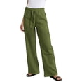 thumbnail image 3 of Nestiefly Cotton Linen Pants Women 2026 Summer Casual High Waist Straight Leg Trousers Lightweight Loose Pant with Pockets Army Green XL, 3 of 7