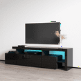 thumbnail image 2 of Indisio TV Stand for TVs up to 70", Modern High Gloss 73" Entertainment Center, TV Media Console with Storage Cabinets and LED Lights, 2 of 6