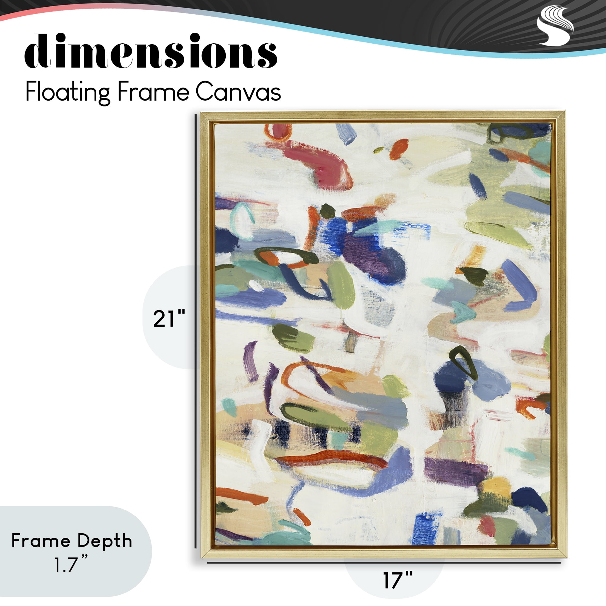 Stupell Industries Expressive Composition Brushstrokes Gold Framed Floater Canvas Wall Art, design by Lisa Ridgers