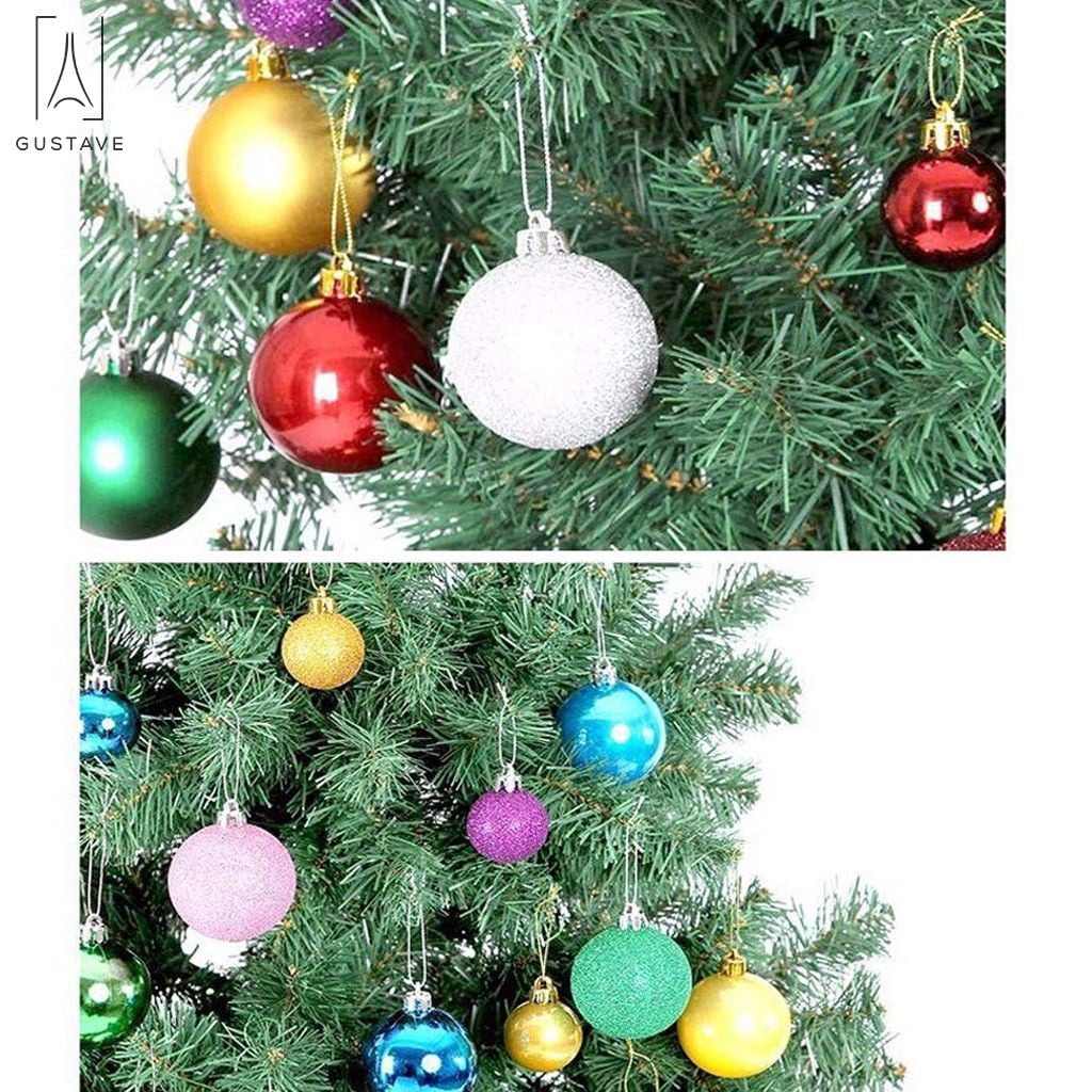 Gustave Baubles Hanging Glitter Multi-color Plastic Christmas Ball Ornaments, 24 Count (1.18")