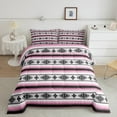 thumbnail image 2 of Boho Comforter Set King Pink Black Geometric Aztec Stripes Bedding Comforter Sets Western Bohemian Bedding Set Teen Women,Southwest Tribal Mexican Quilt Duvet, 2 of 7