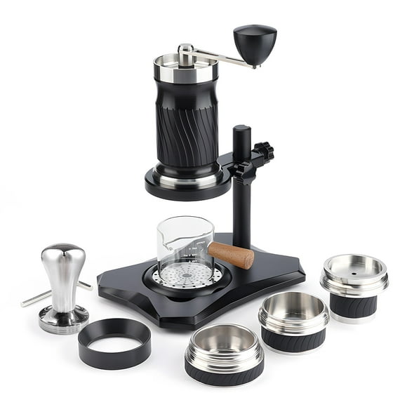 Portable Espresso Machine 9-12Bar Variable Pressure Manually Operated Compact Travel Coffee Maker Portable Manual Espresso Coffee Maker Machine with Professional-Level / Entry-Level Powder B