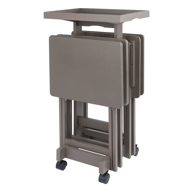 Isabelle 4 Tables à Collation Support de Rangement avec Plateau Amovible Fini Gris Huître