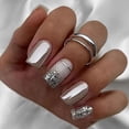 thumbnail image 1 of Uñas postizas cuadradas cortas a presión con diseño de uñas postizas de acrílico de cobertura completa para mujeres y niñas 24 piezas (B-21),, 1 of 5