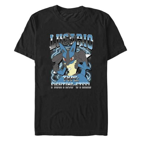 Men's Pokemon Lucario Type: Fighting-Steel Graphic Tee Black X Large