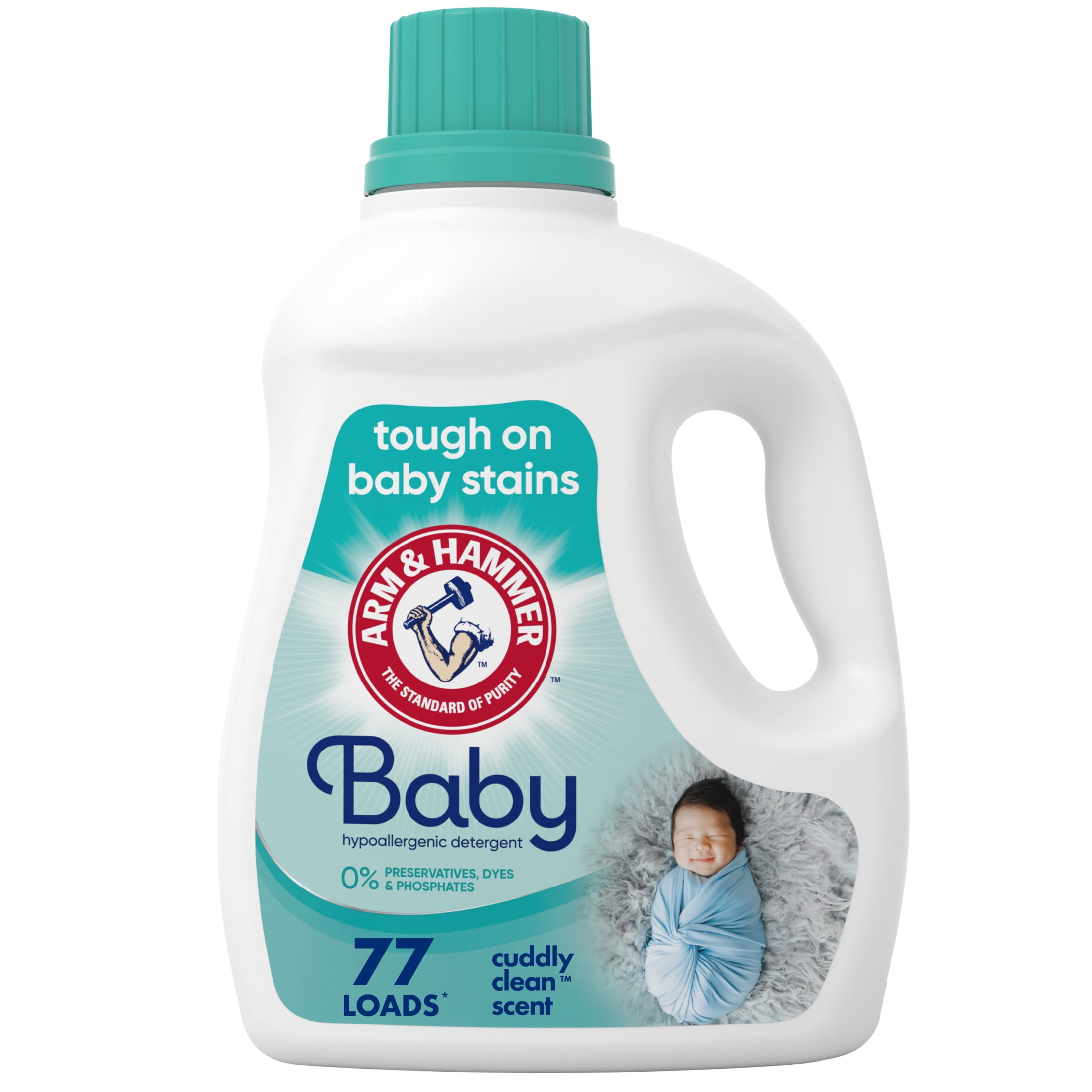(4 pack) ARM & HAMMER Baby Laundry Detergent Liquid, Cuddly Clean Scent, 100.5 Fl Oz, 77 Loads