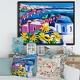 thumbnail image 2 of Colorful Traditional Santorini Churches Among Flowers 32 in x 24 in Framed Painting Canvas Art Print, by Designart, 2 of 5