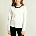 thumbnail image 5 of Acaics Girls' Long-Sleeve Layering T-Shirt: Solid-Color Crew-Neck Sequin-Accent Brushed-Fleece Long-Sleeve Top, Ages 1–15, 5 of 5