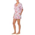 thumbnail image 4 of Pijama Yiulangde de seda con forma de corazón para mujer, satén, 2 piezas, rosa, 4 of 5