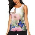 thumbnail image 1 of Fotbe Butterfly And Flowers Blusas Sin Mangas para Mujer – Estilo Casual, Corte Suelto, Slim-Fit, Cuello Redondo Deportivo, Tops de Verano para Gimnasio y Yoga-Small, 1 of 7