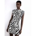 thumbnail image 5 of Black And White Zebra Print Sleeveless Fitted Mini Dress For Women, 5 of 7