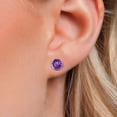 thumbnail image 3 of Gem Stone King 14K Yellow Gold Purple Amethyst Stud Earrings for Women Men with Comfort Back (3.40 Cttw, Gemstone Birthstone, Round 8MM), 3 of 6