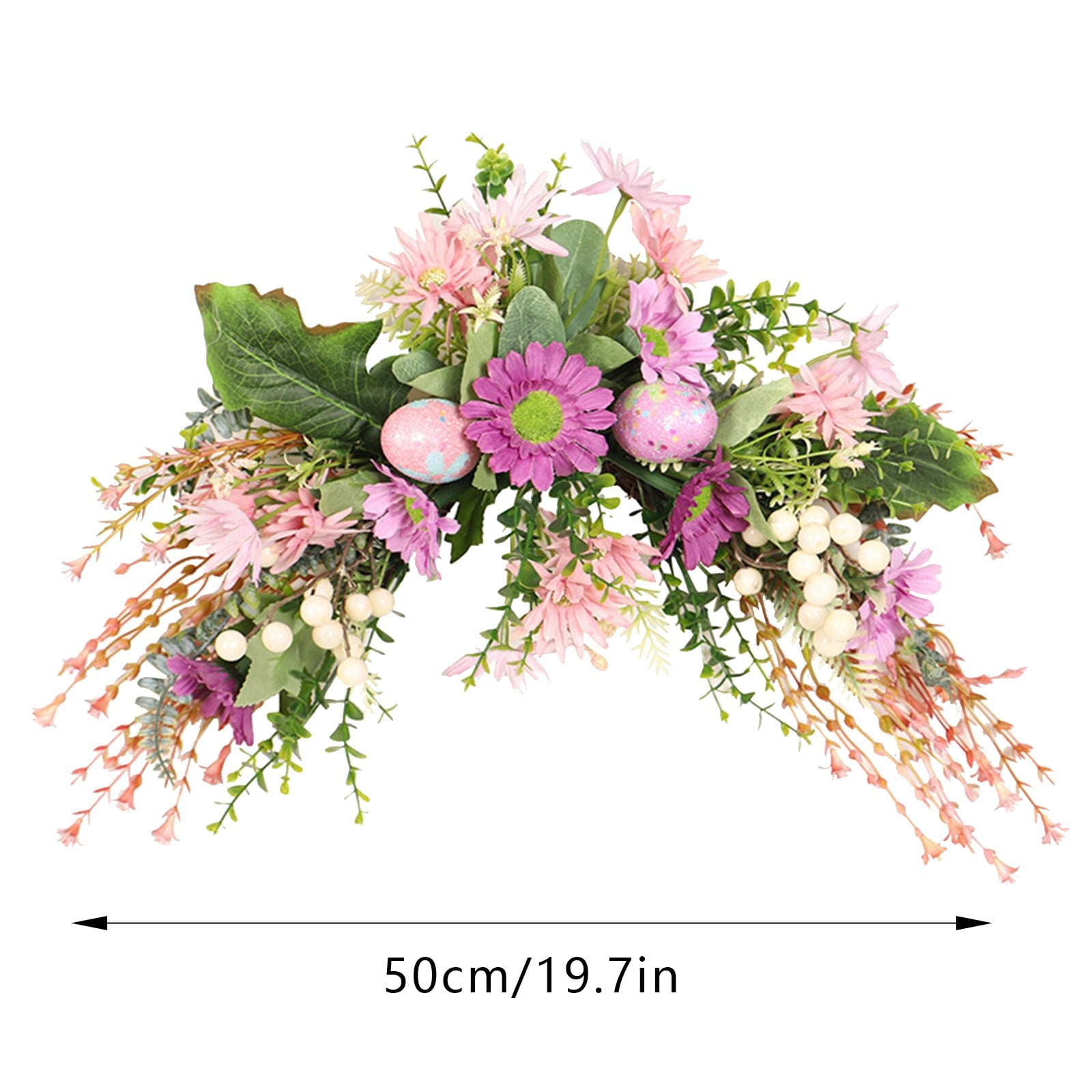LYCAQL Artificial Floral Swag Flowers for Wedding Arch 19.7 Inch Spring Summer Greenery Eucalyptus Swags for Decorating Wedding Ceremony Welcome Sign Flowers Chrysanthemum Daisy Hydrangea(Pink)