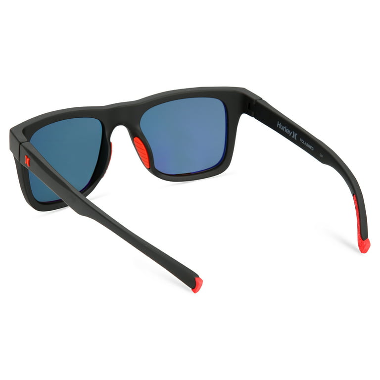 w/ Case Hurley Rx\'able 53-20-140, HSM3000P, Sport Blk/Red, Polarized Sunglasses, Men\'s Sunrise,