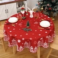 thumbnail image 1 of 60 Inch  Round Christmas Tablecloth, Christmas Table Cloth with Snowflake and Pine Tree Print, 1 of 9