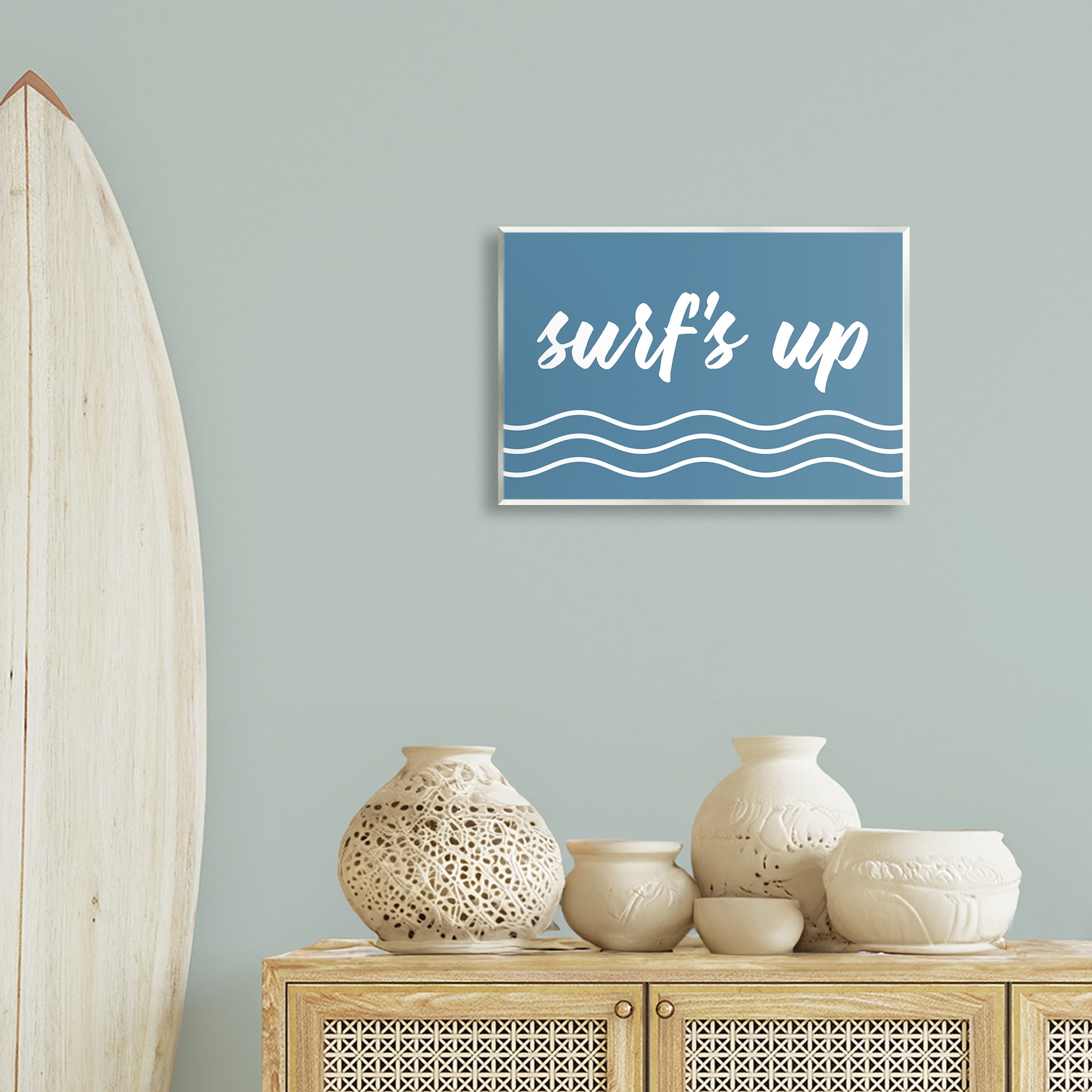 Stupell Industries Blue Surf's Up Typography Painting Unframed Art Print Wall Art, 19 x 13